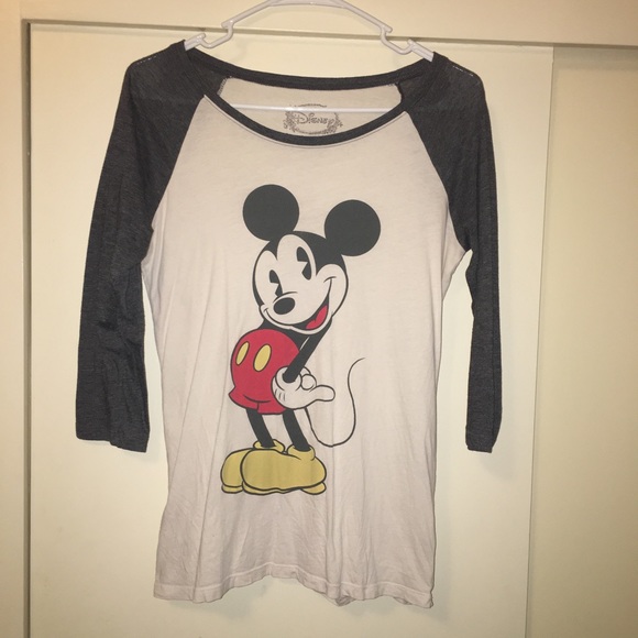 Forever 21 Tops - MICKEY MOUSE BASEBALL TEE (CHARCOAL)